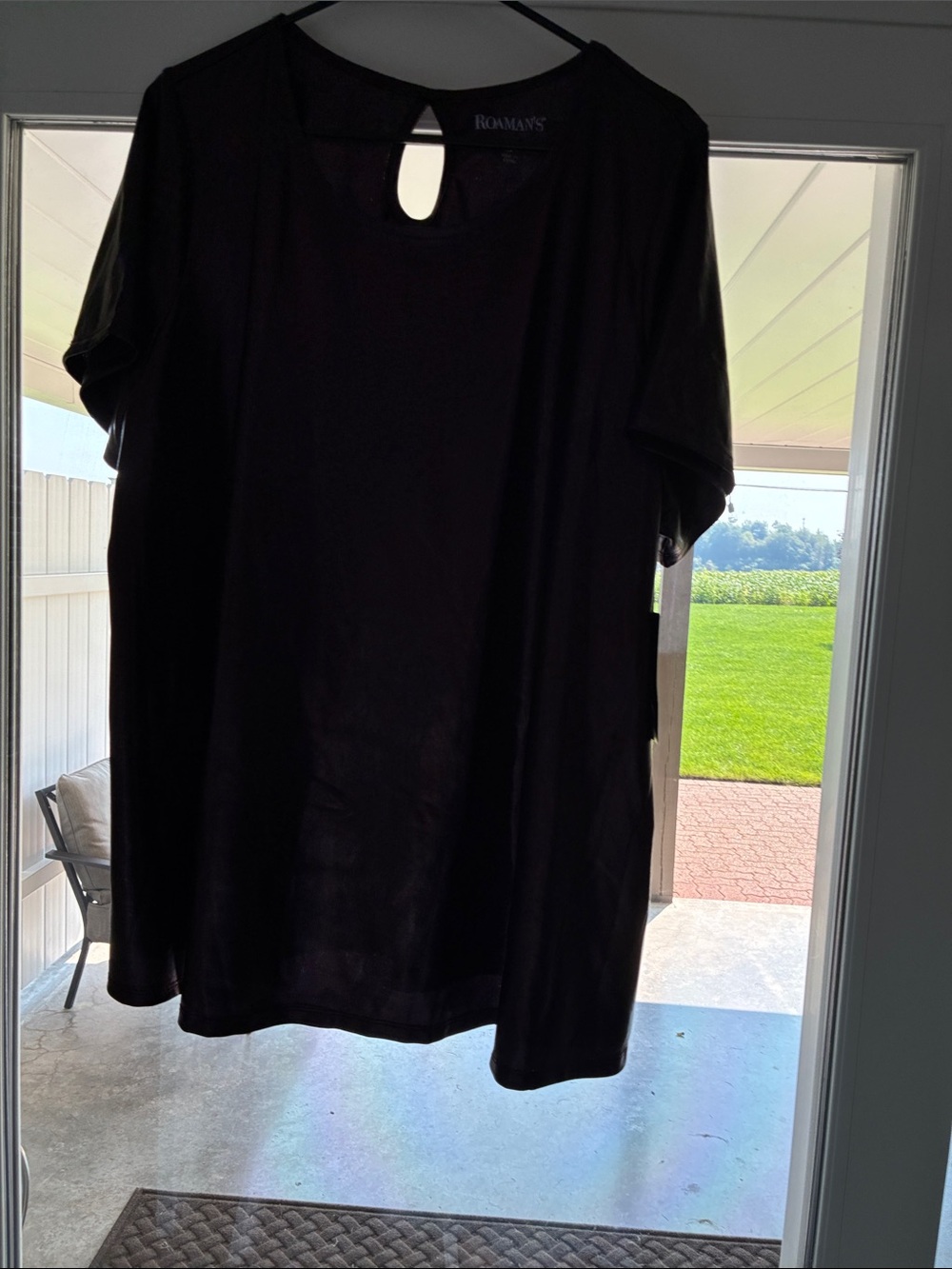 Romeo & Juliet Couture purple Short Sleeve Keyhole Tee